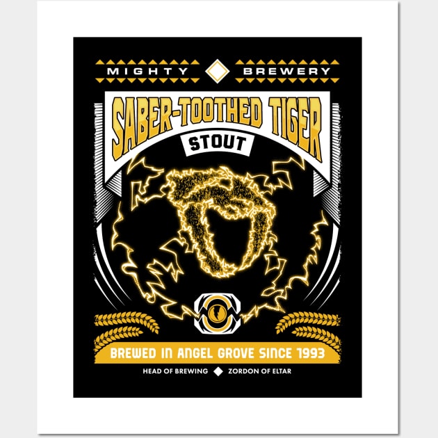 Mighty Brews - Yellow Saber-Toothed Tiger Wall Art by DCLawrenceUK